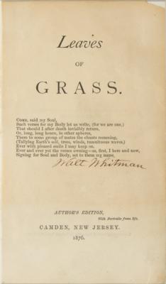 Lot #334 Walt Whitman Signed 'Leaves of Grass' Title Page - Image 2