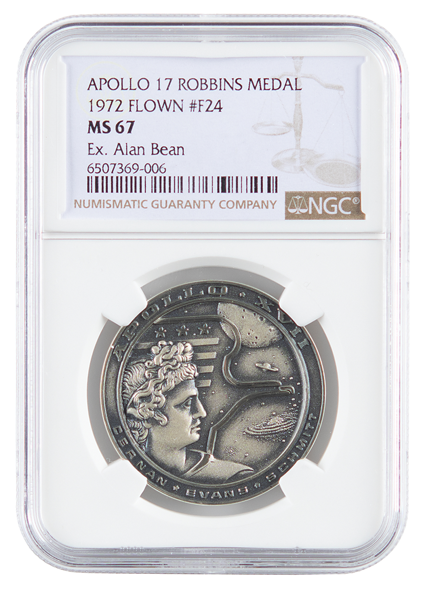 Lot #233 Alan Bean's Apollo 17 Flown Robbins Medallion