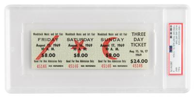 Lot #449 Woodstock Three-Day Admission Ticket PSA