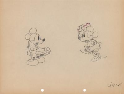 Lot #808 Mickey and Minnie Mouse production drawing from Puppy Love - Image 1