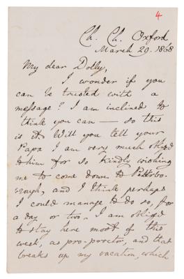 Lot #309 Charles L. Dodgson Autograph Letter Signed to Young Girl