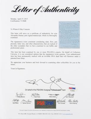 Lot #313 Alexandre Dumas, pere Autograph Manuscript Signed - Image 6