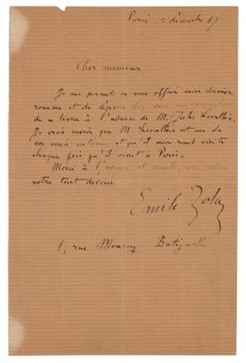 Lot #364 Emile Zola Autograph Letter Signed - Image 1