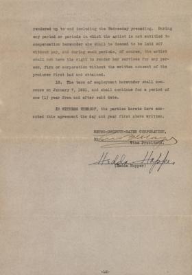 Lot #576 Louis B. Mayer and Hedda Hopper Document
