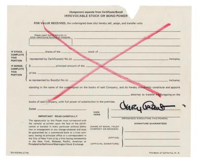Lot #540 Cary Grant Document Signed