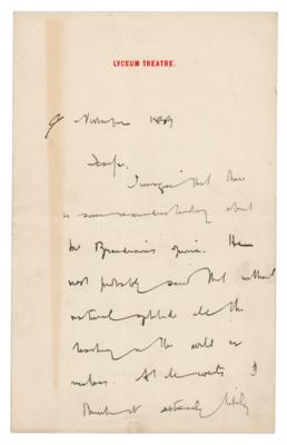 Lot #360 Bram Stoker and Henry Irving Handwritten