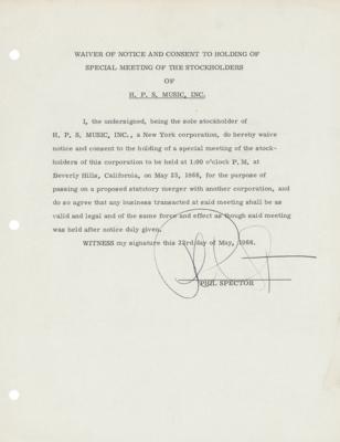 Lot #444 Phil Spector Document Signed (1966) - Image 1