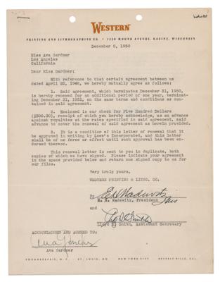 Lot #529 Ava Gardner Document Signed (1950) - Image 1