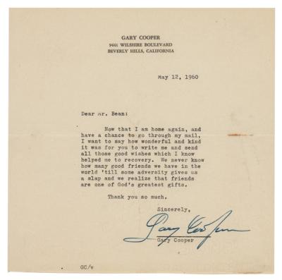 Lot #509 Gary Cooper Typed Letter Signed