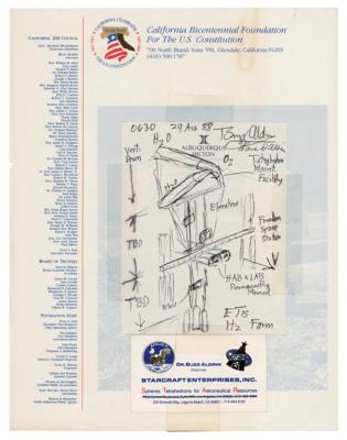 Lot #224 Buzz Aldrin Original Sketch of Space Station Freedom