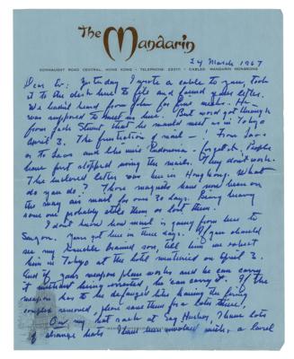Lot #329 John Steinbeck (4) Autograph Letters Signed on Vietnam War