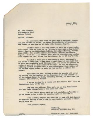 Lot #329 John Steinbeck (4) Autograph Letters Signed on Vietnam War - Image 14