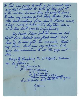 Lot #329 John Steinbeck (4) Autograph Letters Signed on Vietnam War - Image 6