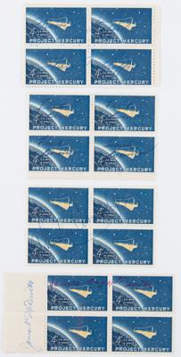 Lot #245 Gemini Astronauts (4) Signed Stamp Blocks - Image 1