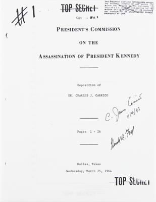 Lot #43 Gerald Ford and Charles J. Carrico Signed Warren Commission Deposition