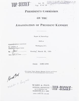 Lot #44 Gerald Ford and Malcolm Perry Signed Warren Commission Report