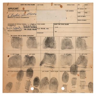 Lot #661 Archie Moore Signed Fingerprint Card - Image 1