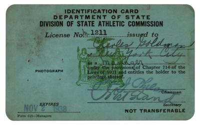 Lot #654 Charley Goldman Lot of (7) State Boxing Licenses - (2) Signed