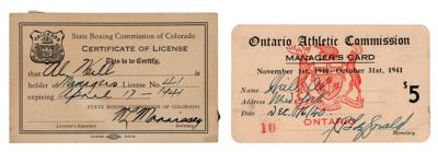 Lot #644 Boxing Managers: Al Weill and Cus D'Amato License and Business Cards - Image 2