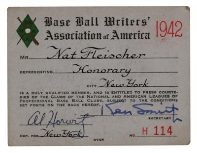 Lot #652 Nat Fleischer (2) Original Baseball Pass Cards