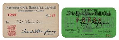 Lot #652 Nat Fleischer (2) Original Baseball Pass Cards - Image 2