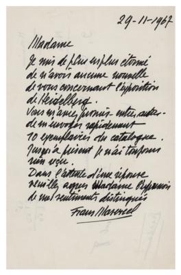 Lot #297 Frans Masereel Autograph Letter Signed - Image 1
