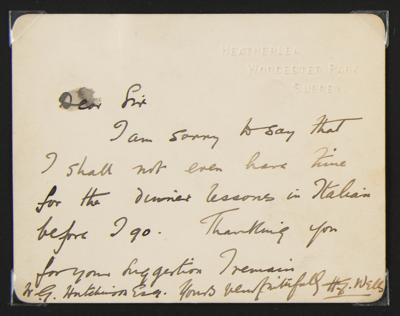 Lot #362 H. G. Wells Autograph Letter Signed - Image 2