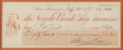 Lot #183 Adolph Sutro Signed Check - Image 2
