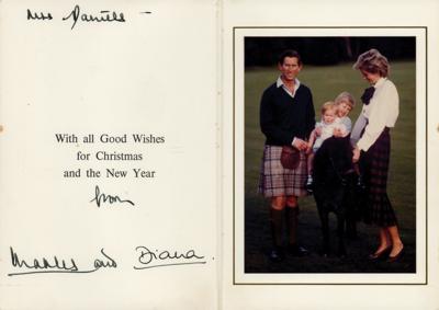 Lot #88 Princess Diana and King Charles III Signed Christmas Card (1985)