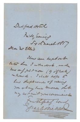 Lot #307 Charles Dickens Autograph Letter Signed