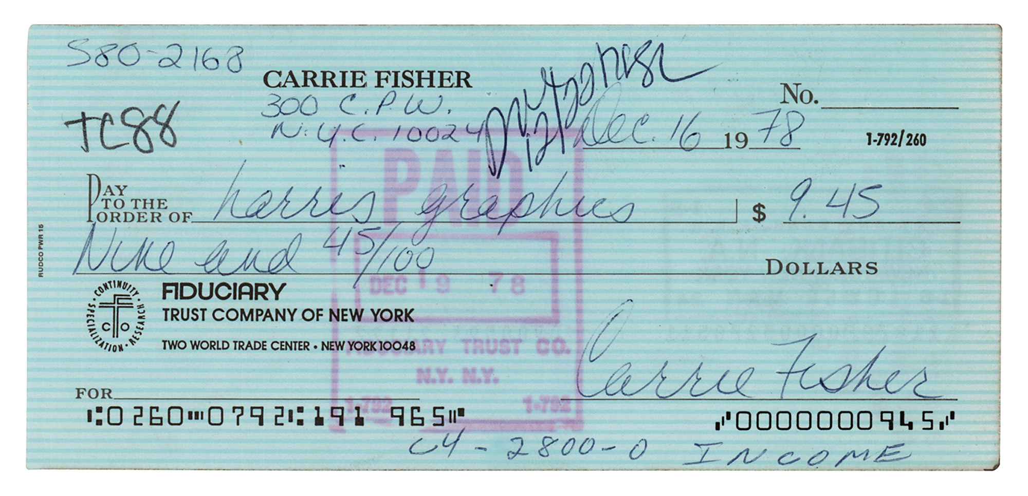 Carrie Fisher  PSA AutographFacts℠
