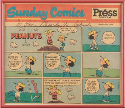 Lot #911 Charles Schulz Signed Comic Strip