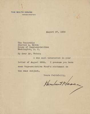 Lot #49 Herbert Hoover Typed Letter Signed as President - Image 1
