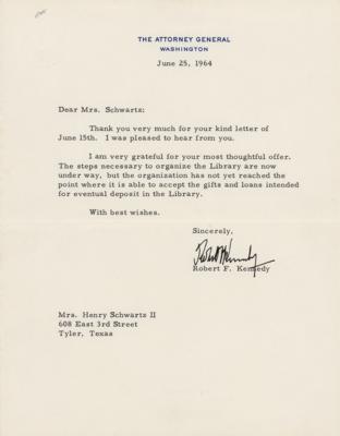 Lot #150 Robert F. Kennedy Typed Letter Signed on JFK Library