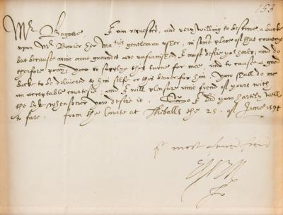Lot #81 Robert Devereux, 2nd Earl of Essex Letter Signed - Image 2