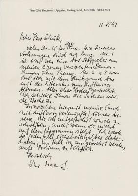Lot #328 W. G. Sebald Autograph Letter Signed - Image 1