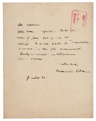 Lot #347 Maurice Leblanc Autograph Letter Signed - Image 1