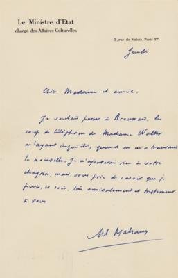 Lot #350 Andre Malraux Autograph Letter Signed - Image 1