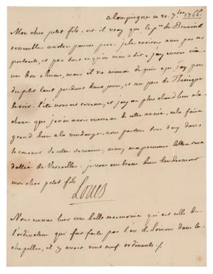 Lot #85 King Louis XV Autograph Letter Signed to His Grandson
