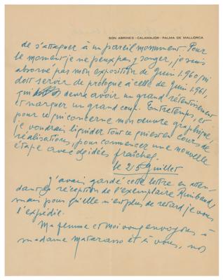 Lot #270 Joan Miro Autograph Letter Signed - Image 3