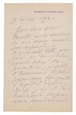 Lot #271 Claude Monet Autograph Letter Signed