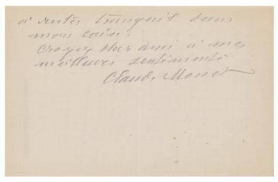 Lot #271 Claude Monet Autograph Letter Signed - Image 3