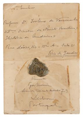 Lot #167 Antonio Egas Moniz Handwritten Notes and Signed Envelope - Image 1