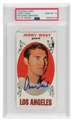 Lot #672 Jerry West Signed Basketball Trading Card - PSA GEM MT 10 - Image 1