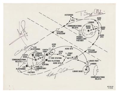 Lot #229 Neil Armstrong, Buzz Aldrin, and Carl Sagan Signed Diagram on Mars Exploration