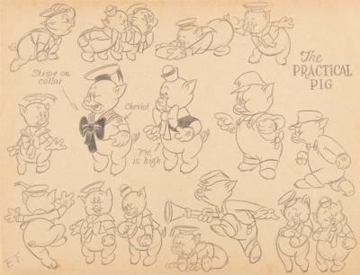 Lot #708 Frank Follmer model sheet drawing of The Three Pigs from The Practical Pig - Image 1