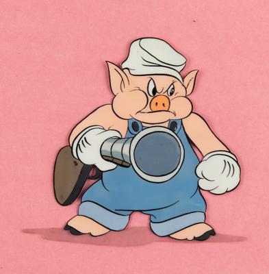Lot #687 Practical Pig production cel from Three Little Wolves