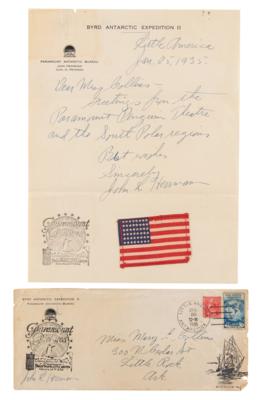 Lot #114 Richard E. Byrd Flown South Pole Flags with 1934 Second Antarctic Expedition Archive