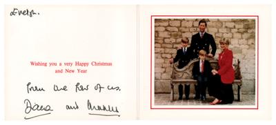 Lot #89 Princess Diana and King Charles III Signed Christmas Card (1991)
