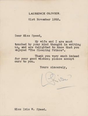 Lot #594 Laurence Olivier Typed Letter Signed - Image 1